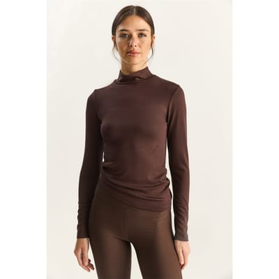 Slim Fit Lange Mouwen Halve Turtleneck Top