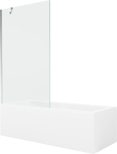 Mexen Cubik rechthoekig bad 170 x 70 met omhulsel en 1-vleugelig scherm 100 , transparant, chroom - 550317070X9510000001