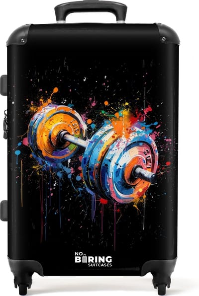 NoBoringSuitcases.com® - Koffer groot - Rolkoffer lichtgewicht - Dumbbell met graffiti - Reiskoffer met 4 wielen - Grote trolley XL - 20 kg bagage