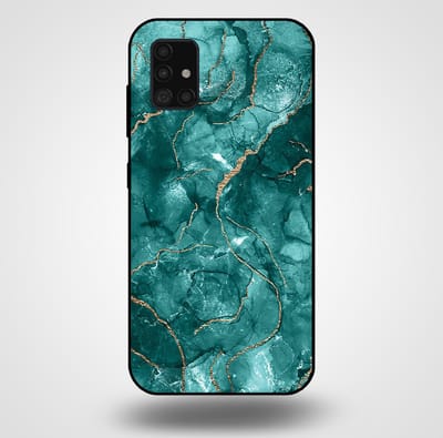 Smartphonica Telefoonhoesje voor Samsung Galaxy A51 5G met marmer opdruk - TPU backcover case marble design - Goud Groen geschikt voor Samsung Galaxy A51 5G
