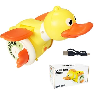 Kind Elektrische Muzikale Dansende Eend Gesimuleerd Zoeken Vrije Rotatie Eend Geluid & Licht Tummy Time Speelgoed Kruipspeelgoed voor Pasgeboren yellow