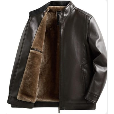 Winter Nieuwe Heren Opstaande Kraag Plus Fleece Leren Jas Heren Winter Verdikte Leren Jas Om Warm Te Houden 3XL