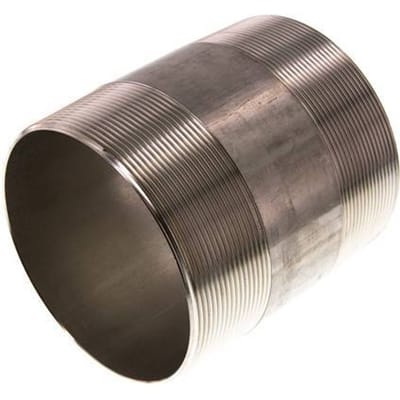 R 4'' RVS Dubbele Pijpnippel 20 Bar DIN 2982 - 120mm - FL2S-M-ST-400R-120L