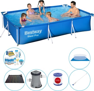Steel Pro Rechthoekig 300x201x66 cm - 7-delig - Zwembad Set