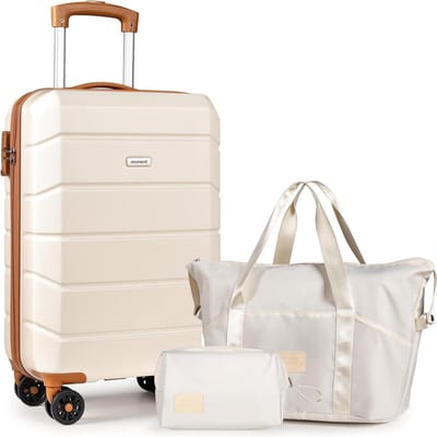 Reisbagage Set - Koffer en Tassen - Vakantie en Weekend - 3-Delig Set - 20 Inch - Roze