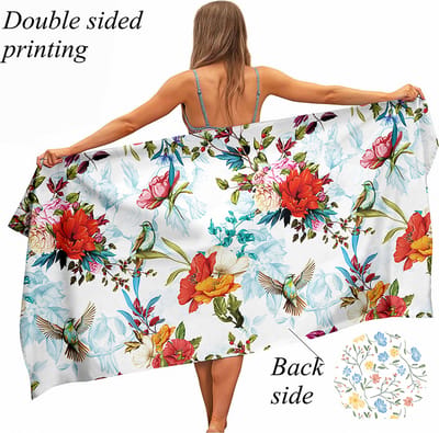 Ulticool Microvezel Handdoek - Vogel Bloemen Natuur - voor Krullend Haar - Badhanddoek Strandlaken Sneldrogend Badlaken - 160 x 80 cm - voor Reizen Spa Sauna Yoga – Reis Microfiber