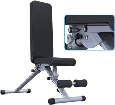 Verstelbare Trainingsbank - Fitnessbank Halterbank - Full Body Workout - 6 Rugleuning Posities - L 129cm - Zilver