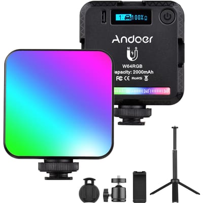 Andoer W64RGB Zak RGB LED Videolamp Kit Videoconferentie Verlichting CRI95+ 2500K-9000K Dimbare