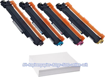 KATRIZ® Huismerk Toner TN247 /TN-247/TN243/TN-243(Zwart+Cyaan+Magenta+Geel )–1x Pak A4 printpapier - Geschikt voor Brother DCP-L3510CDW /DCP-L3550CDW /HL-L3210CW /HL-L3230 CDW /HL-L3270CDW /MFC-L3710CW /MFC-L3730CDN /MFC-L3750CDW /MFC-L3770CDW
