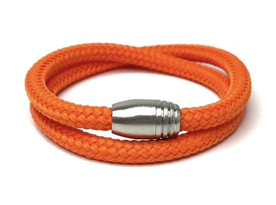 NIEUW! Jolla - heren armband - wikkelarmband - magneet - staal - gevlochten touw - Steel Rope - Oranje - Medium