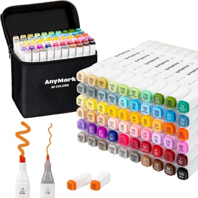 Alcohol Markers - 60 Kleuren - Dubbele Punt - Sneldrogende Inkt - Voor Kunstenaars en Hobbyisten