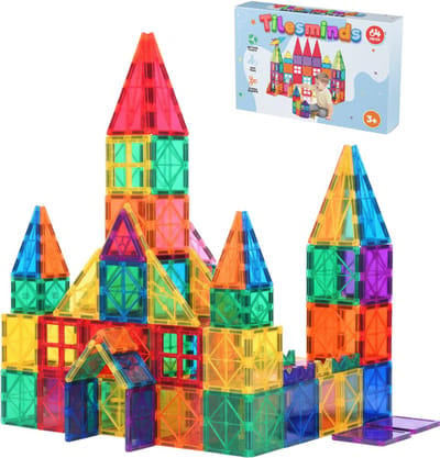 TilesMinds® - Magnetic Tiles - Magnetisch Speelgoed - 64 stuks - Magnetische Tegels - Montessori Speelgoed - Bouwblokken - Constructieset - Kinderen 3-12 Jaar