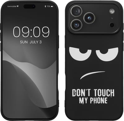 kwmobile telefoonhoesje geschikt voor Apple iPhone 18 Pro Max / iPhone 17 Pro Max - Hoesje voor smartphone in wit / zwart - Backcover van TPU - Don't Touch My Phone design
