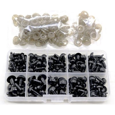 100 pièces 10mm Accessoires Yeux de Poupée Oeil de Boeuf Noir Peluche Yeux de Sécurité Amigurumi Pour Jouets 6mm 8mm 12mm DIY Yeux de Jouet Drôles Animal gray