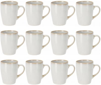 Siaki Koffiemok / theemok Faye - wit - set 12x - 340 ml - mokken - kerammiek - tas