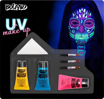 Boland - Set schmink Bright skull UV - - Schminkset - Halloween - Skelet - Day of the Dead - Horror - Schmink