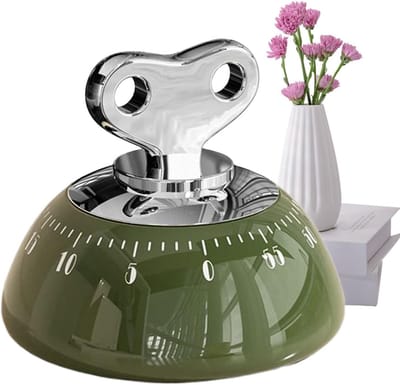 Keukentimer Mechanisch - Kookwekker Magnetisch - Koken en Bakken - Stille Roestvrij Staal - 7.6 x 7.6 x 6.5 cm