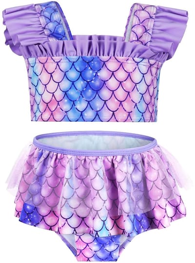Aomig Meisjesbikiniset voor kinderen, ruches, bustier, bikinislip, zeemeermin, tweedelig badpak, sportbikini, bovendeel met hoge taille, bikinibroekje, zomer, badmode, strand, surf, zwembad, zwempak