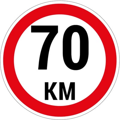 70 km bord | gecoat dibond materiaal | 10 cm