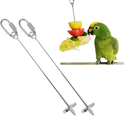 2pcs Parrot Skewer Feeder - Chicken Parrot Bird Hanging Feeder - RVS Parrot Fruit Stick Holder - Voor Parrot Chicken Foraging en Voeding