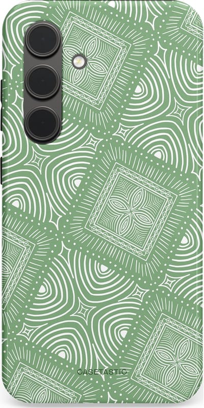 Casetastic Hoesje Geschikt voor Samsung S24 - Stijlvolle Beschermende Duo-layer Case - Groene Mandala