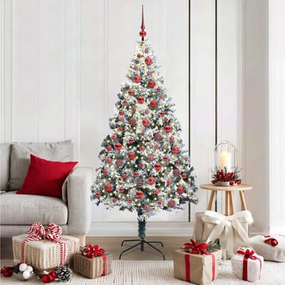vidaXL - Kunstkerstboom - Wit - 180 - cm - PVC - en - Staal - en - Kunststof