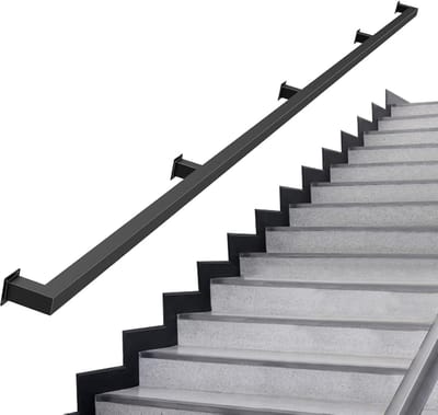 Metalen Trapleuning - Stevig Handvat - Veiligheid Binnen - Industriële Stijl - 90 cm Lengte - Zwart