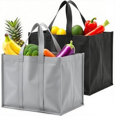 Thijox - 2 Stuks Zwarte Opvouwbare Boodschappentassen - Herbruikbare Extra Grote Picknicktas - Versterkte Wasbare Non-Woven Stof - Ideaal voor Dagelij
