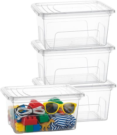Plasticforte Opslagbox Easy met deksel - 4x - 4.4 Liter - 27 x 14 x 19 cm - transparant - kunststof