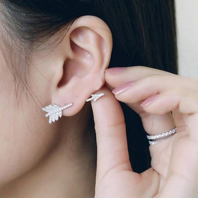 Chaofan Straatfotografie Gepersonaliseerde Flash Diamant, Pijl Oorbellen Koreaanse Versie Koppel Liefde Pijl, Enkele Oorbellen