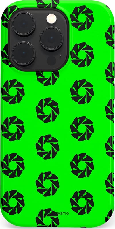 Casetastic hoesje geschikt voor Apple iPhone 14 Pro - MagSafe - Dubbellaagse bescherming - Neon Groene Cirkels - Fashion Case - Groen Zwart