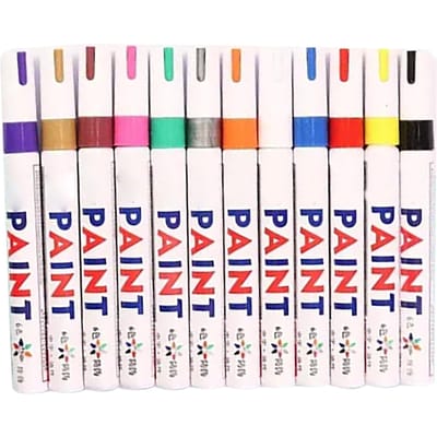 12 Stuks Graffiti Markers Assortiment Heldere Kleuren Waterdichte Sneldrogende Verfmarkers voor Glas Hout
