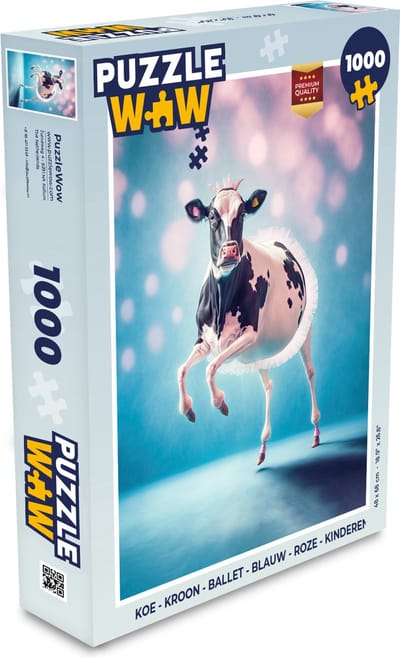 Puzzel Koe - Kroon - Ballet - Blauw - Roze - Kinderen - Legpuzzel - Puzzel 1000 stukjes volwassenen