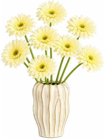 Mica Decorations Kunstbloem Gerbera Floral - 6x - H60 cm - geel - kunststof - stelen kunstbloemen - boeket - rozen bloemetjes
