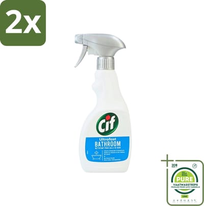 Cif - Badkamer Spray - Cream - Supersnel - 500ml - Voordeelverpakking - 2 stuks - Badkamer reinigen - Kalkaanslag verwijderen