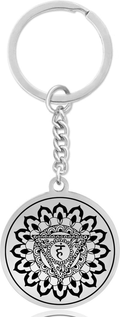Keel Chakra (Vishuddha) Sleutelhanger - Zilverkleurig Talisman - Roestvrij Staal - Spiritueel Cadeau - Pax Amare