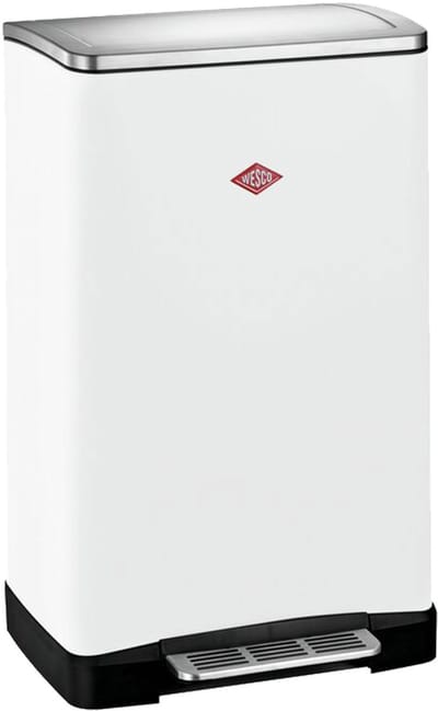 WESCO Big Double Boy Afvalscheider | 36 Liter | Duo Pedaalemmer (2x18 Liter) | Metaal - Mat wit | Prullenbak