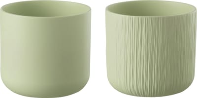 J-Line bloempot Gen - keramiek - pistache - small - 2 stuks - Ø 13.5 cm