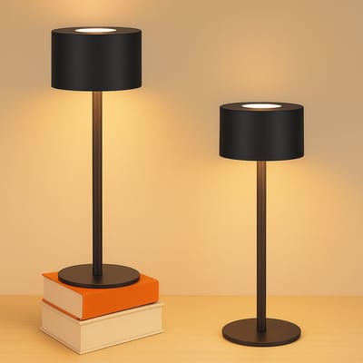 NETTLIFE Tafellamp LED - 2 Stuks - zwart - Touch Dimbaar - rond - Draadloos Nachtlamp - USB Oplaadbaar - In hoogte verstelbaar - 3 Kleurtemperaturen - IP44 - Draagbare Tafellamp - voor Eetkamer | Slaapkamer | woonkamer | Hotel | Café | Restaurant