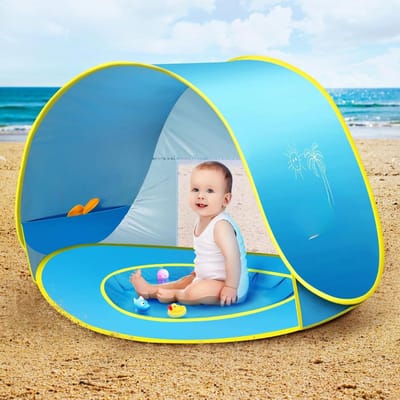 Lexium Strandtent baby - Zomeruitje - Baby zonnescherm - UV bescherming - Pop-up strandtent - Baby strandaccessoire - Vakantie met baby - Stranddag met kinderen - Baby schaduwdoek - Draagbare strandtent - Zonnescherm baby - Zandvrije speelplek - Baby