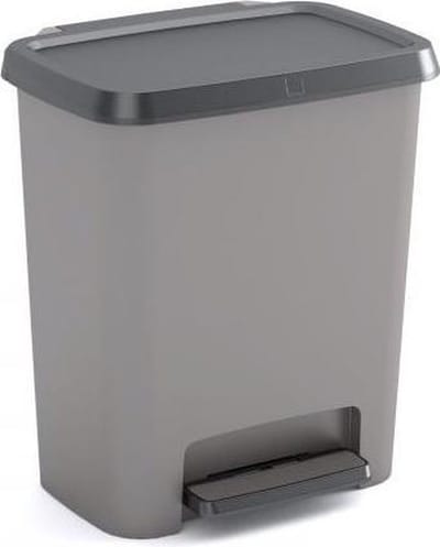 Curver Compatta Duo Prullenbak - 11L + 11L - Grijs  Zwart - Recycled Kunststof
