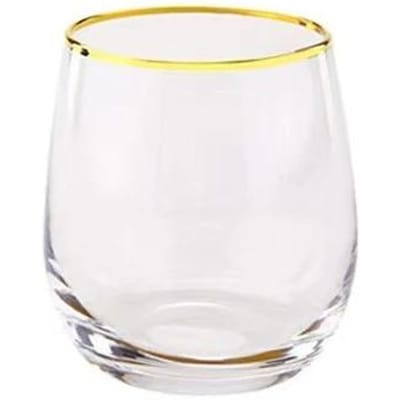 340/375/535ml Verre à Eau Simple Paroi Forme d'Œuf Verre à Whisky Bord Doré Tasse à Petit-Déjeuner pour Lait Jus Fournitures de Fête Bar 301-400ml