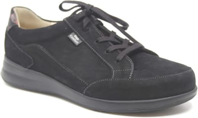 Finn Comfort, PRATO, 02286-902675, Zwarte veterschoenen met rits en uitneembaar voetbed wijdte H