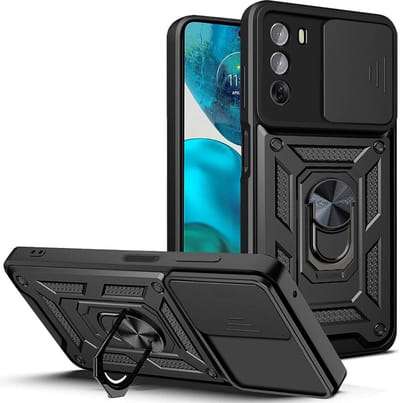 Geschikt voor Oppo Reno 12 Pro - Magnetische Rringstandaard - Schuifcamera - Back Cover Hoesje - Zwart