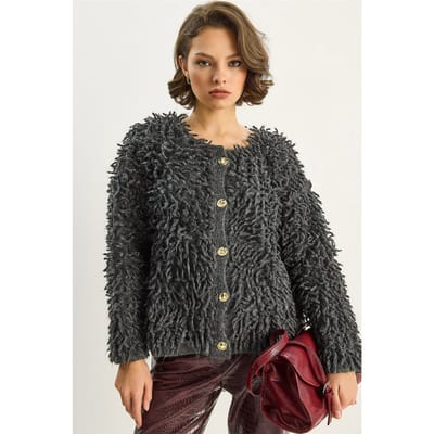 Gestructureerde Knopen Cardigan