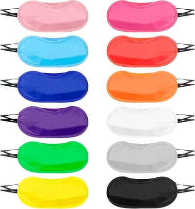 Set van 12 Kleurrijke Slaapmaskers met Neuskussen en Elastische Bandjes, Lichtdichte Blinddoeken voor Zijslapers, Ideaal voor Reizen en Feesten