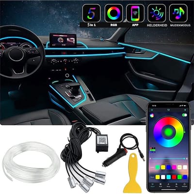 White-label® Auto Interieur Verlichting - Led Strip Auto – 6M – Met App - RGB