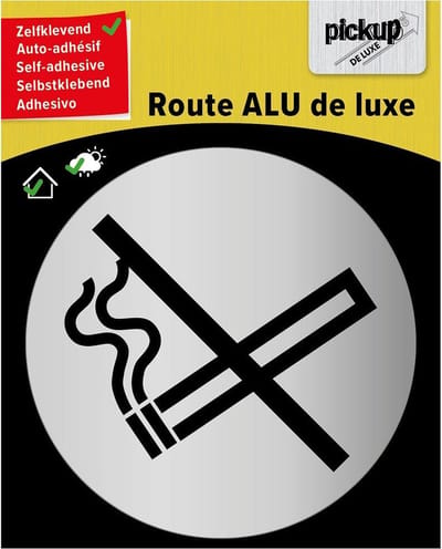 Pickup route rond diameter brushed alu rookverbod - picto rond diameter 80 mm