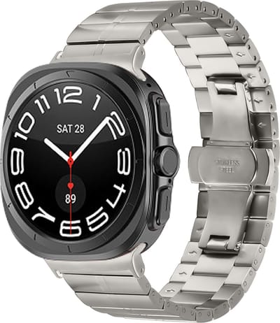 Strap-it Luxe metalen smartwatch band met vlindersluiting - geschikt voor de Samsung Galaxy Watch Ultra 2 (2026) / Ultra (2024/2025) - titanium kleur