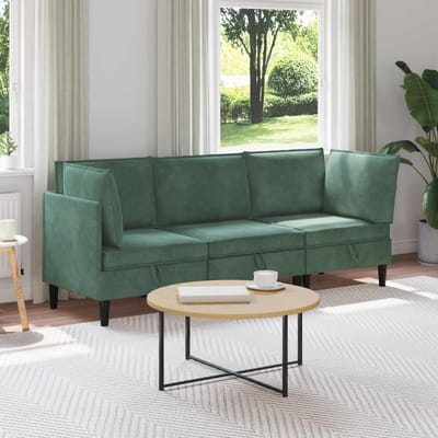 vidaXL - Woonkamer - Meubelset - 3 - st - Zeegroen - Fluweel